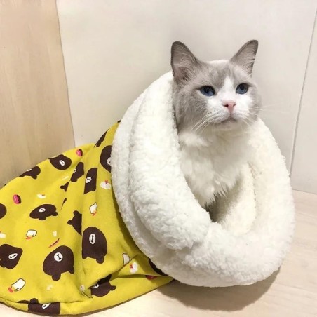 Katzenschlafsack, weich, kuschelig, flauschig, verdicktes Steppbett mit Taschenformat für Kätzchen, Welpen, weiches, bequemes
