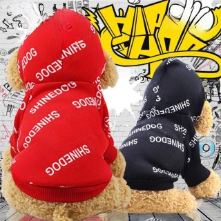 Trendiges Fleece-Sweatshirt für Haustiere - Herbst-/Winter-Sport-Style für Hunde und Katzen Hooded, Two-leg, S rot