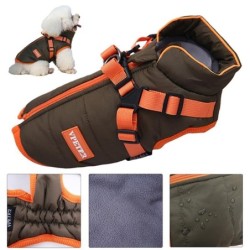 Welpenjacke, wasserdichte Haustierkleidung für kleine Hunde mit Geschirr, warme Winterweste für Chihuahuas, Yorkie-Mantel, Ko