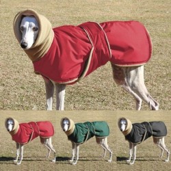 Winterwarme Hundekleidung, wasserdichte, dicke Hundejacke, Kleidung, rot-schwarzer Hundemantel mit Loch für die Leine, für mi