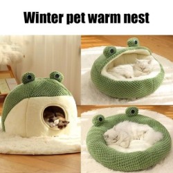 Neues Haustiernest für den Winter, schützt vor Kälte und Wärme, Hundehöhle, Katzenvilla, kleine Froschform, halbgeschlossene