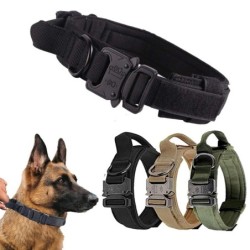 Service-Hundehalsbänder, taktisches Hundehalsband zum Training für mittelgroße und große Hunde, verstellbar XL schwarz