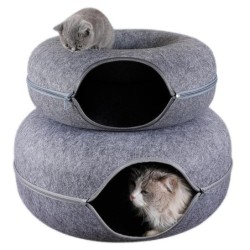Donut Katzenbett Haustier Katzentunnel Interaktives Spielspielzeug Katzenbett Dual-Use-Innenspielzeug Kätzchen Sportausrüstun
