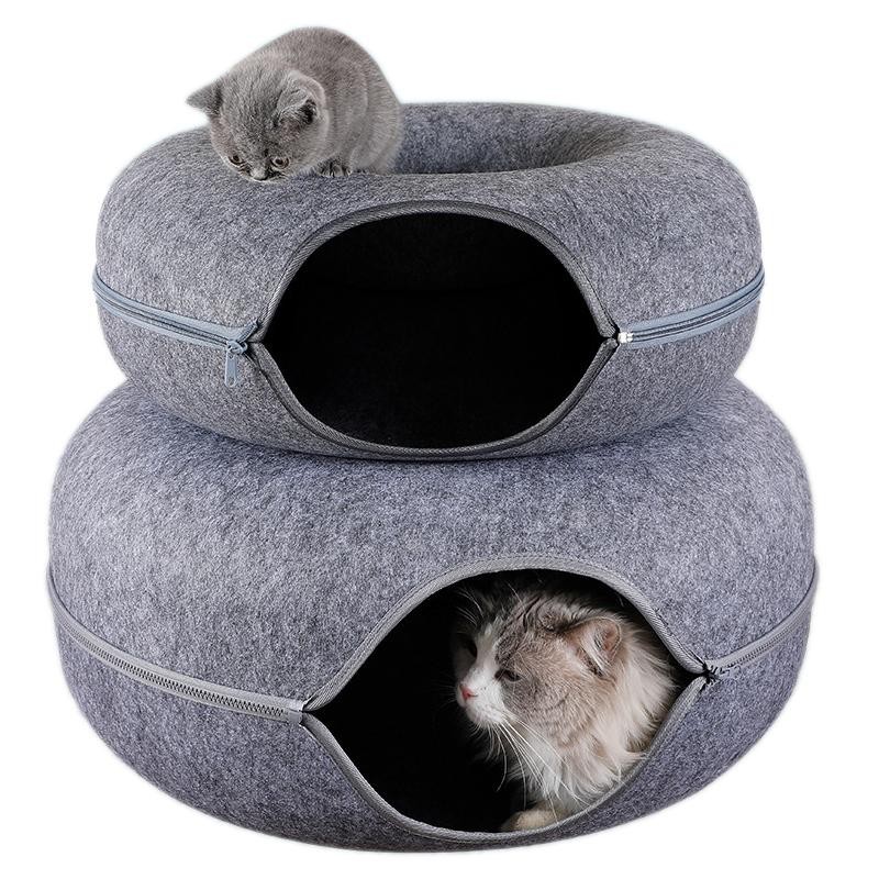 Donut Katzenbett Haustier Katzentunnel Interaktives Spielspielzeug Katzenbett Dual-Use-Innenspielzeug Kätzchen Sportausrüstun
