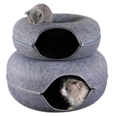 Donut Katzenbett Haustier Katzentunnel Interaktives Spielspielzeug Katzenbett Dual-Use-Innenspielzeug Kätzchen Sportausrüstun