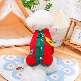 Herbst und Winter Haustier Farbblockierungsmantel Welpenkatze Rücken offen Lammfell Zweibeinmantel Teddybär Kleine Hundeparka