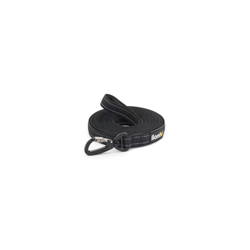 Lionto Gummierte Schleppleine für Hunde, reflektierend schwarz XL