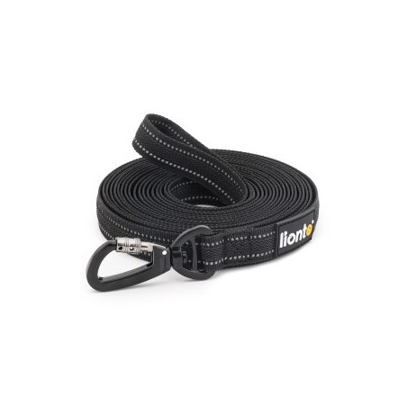 Lionto Gummierte Schleppleine für Hunde, reflektierend schwarz XL
