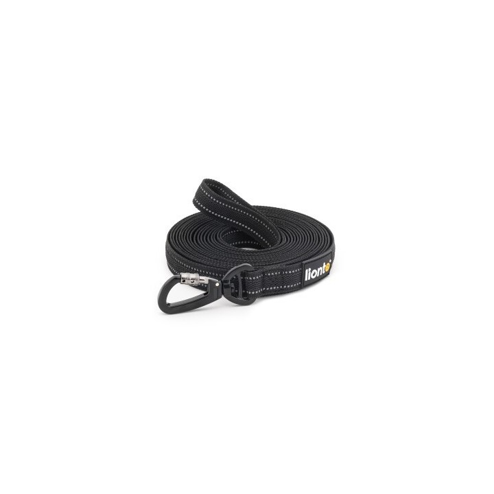 Lionto Gummierte Schleppleine für Hunde, reflektierend schwarz XL