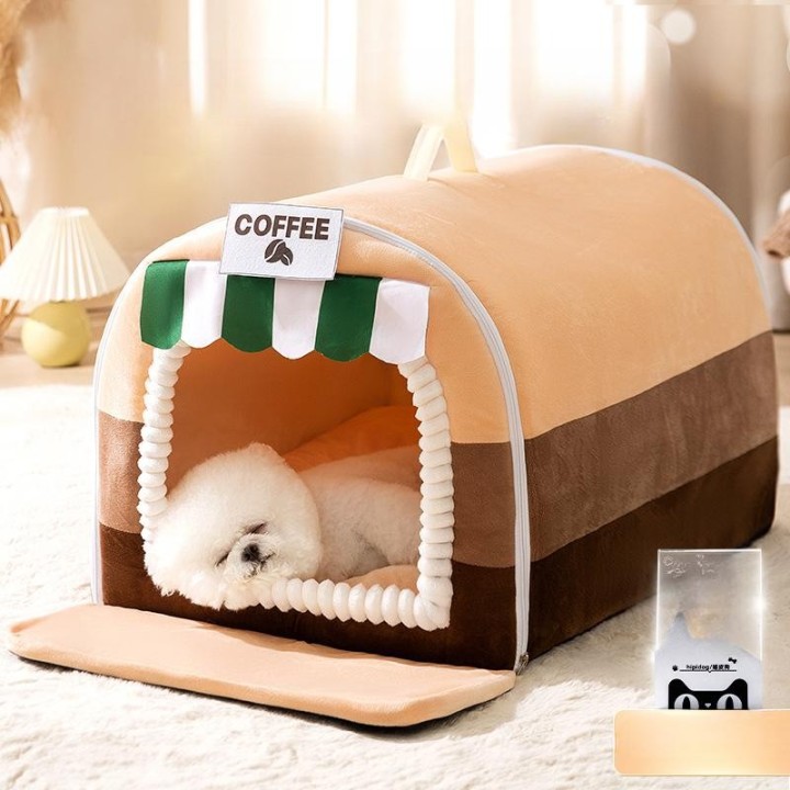 Die Hundehütte ist im Winter warm. Die geschlossene und sichere Hundehütte ist für alle Jahreszeiten geeignet. Abnehmbare und