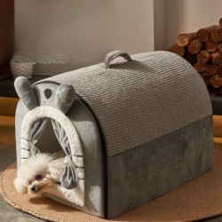 Hundehütte, abnehmbar und waschbar, Hausvilla, Teddybett für kleine Hunde, geschlossene Haustier-/Katzenhütte, um im Winter w