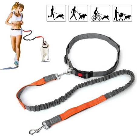 Einziehbare Hundeleine mit verstellbarem Taillenseil, freihändiges Laufen, Joggen, Radfahren, große Hunde, Haustier-Elastizit