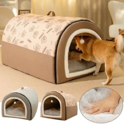 Hundehütte, warme Hundehütte, Matte, abnehmbar, waschbar, Hundebett, Nest, Tiefenschlafzelt, mittelgroße und große Hunde, Hau