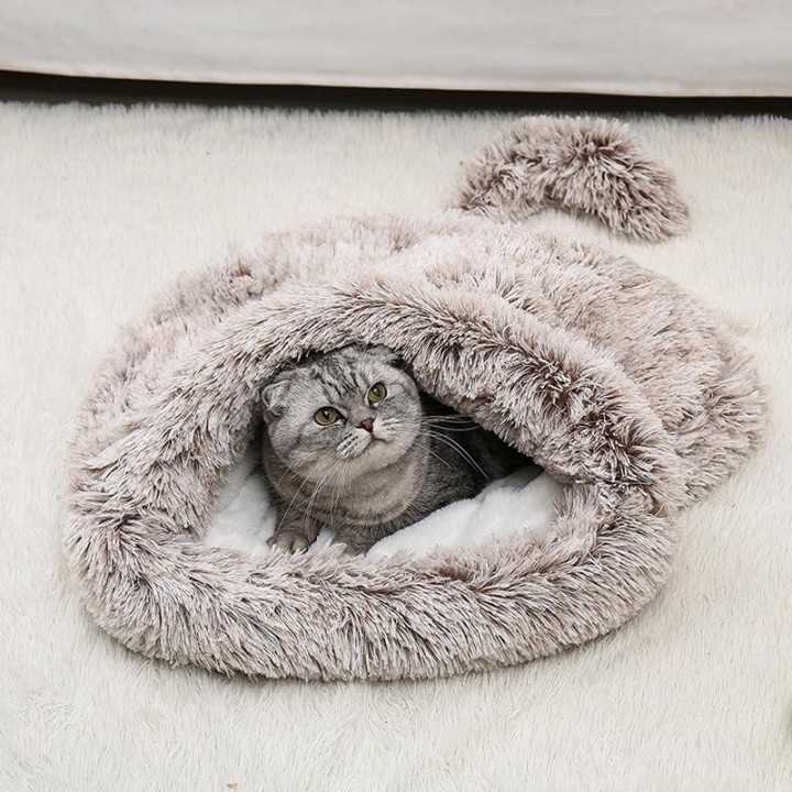Plüschtasche Katzenversteck Haus Winter warme Matte Kleintiere Welpenhaus Katzenschlafbett Hundehütte Haustierbett Häuser und