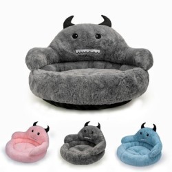 Wärmendes Winter-Hundebett, luxuriöses, gemütliches Nest, Monster-Schlafbett, rundes Haustierbett aus Kunstfell für Katzen un