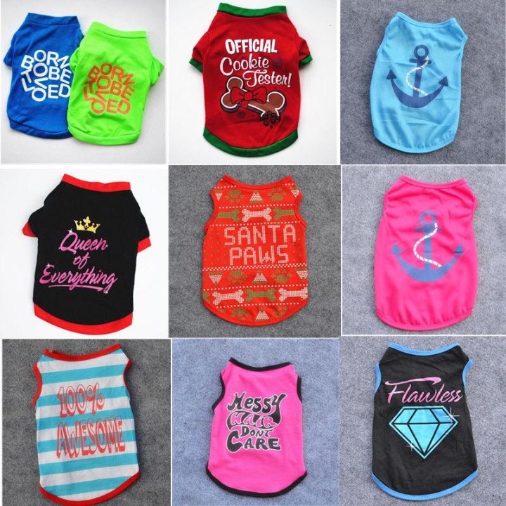 Frühling und Sommer Sofe Haustier Welpe Kleiner Hund Katze Haustier Muster Kurzarm Weste T-Shirt Bekleidung Kleidung XS weiß