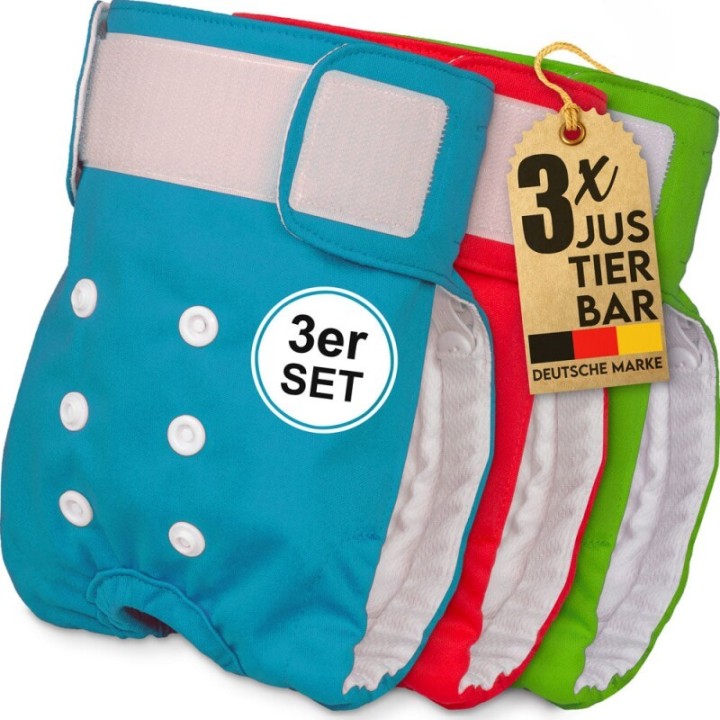 HUND IST KÖNIG Windeln für Hündinnen, saugstarke Windeln, 3-Fach justierbar für festen Sitz blau S