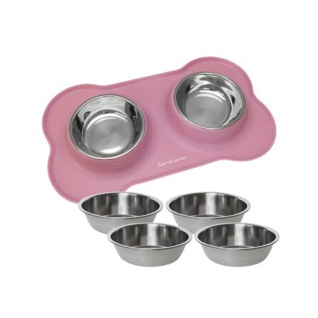 KaraLuna Napfset bestehend aus Napfunterlage mit Napf rosa M