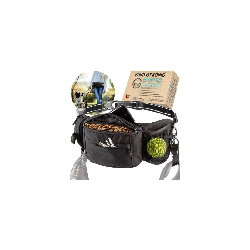 HUND IST KÖNIG ® Bauchtasche für Leckerlis & Hundezubehör schwarz
