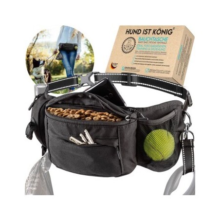 HUND IST KÖNIG ® Bauchtasche für Leckerlis & Hundezubehör schwarz