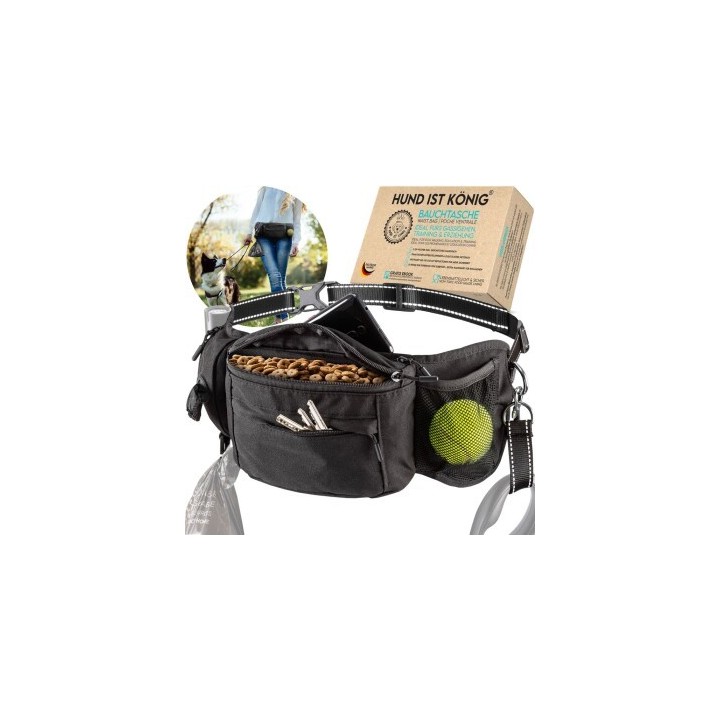 HUND IST KÖNIG ® Bauchtasche für Leckerlis & Hundezubehör schwarz