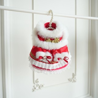 Haustier Plüschhalsband Roter Mantel Hund Weihnachtsmantel Kleiner Hund Teddybär Süßer Neujahrsmantel mit Plüsch Welpenkleidu