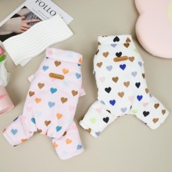 Pet Love Vierbeinmantel Herbst/Winter Vierbeinoverall Pet Colorful Love Hundepyjama Teddy Schnauzer Welpenkleidung S