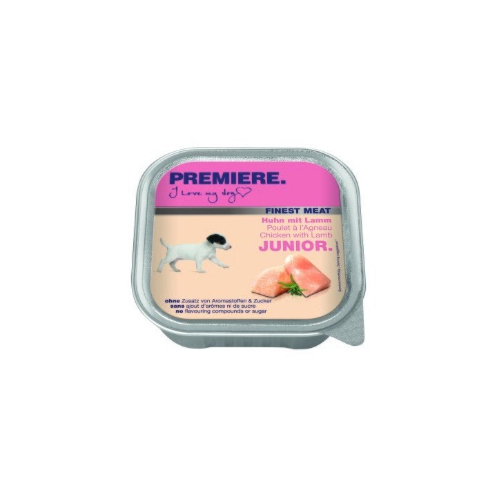 PREMIERE Finest Meat Nassfutter Hund Junior, Huhn mit Lamm 20x150 g
