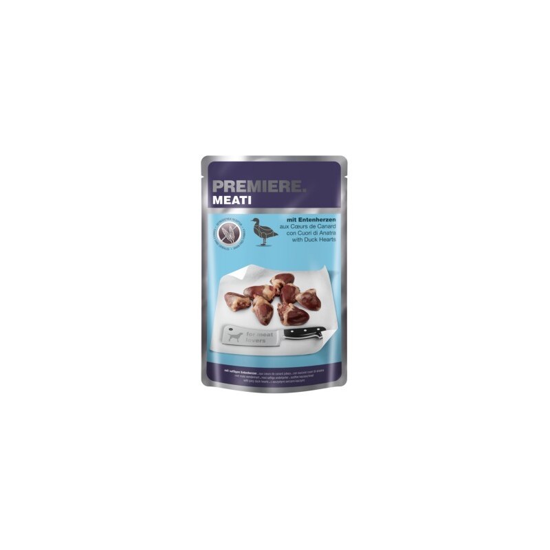 PREMIERE Meati Nassfutter Hund Adult, Entenherzen 20x500 g