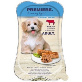 PREMIERE Chunky Menu Nassfutter Hund Adult, Rind pur 60x175 g