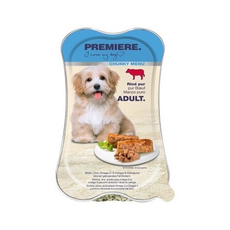 PREMIERE Chunky Menu Nassfutter Hund Adult, Rind pur 60x175 g