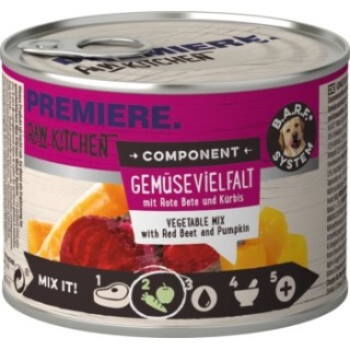 PREMIERE RAW KITCHEN Nassfutter Hund Adult Component, Gemüsevielfalt Obst und Gemüse 24x200 g