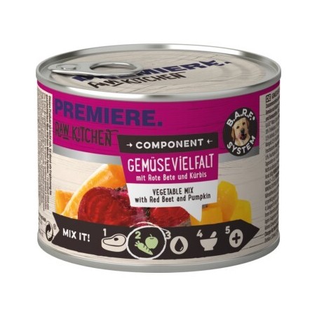 PREMIERE RAW KITCHEN Nassfutter Hund Adult Component, Gemüsevielfalt Obst und Gemüse 24x200 g