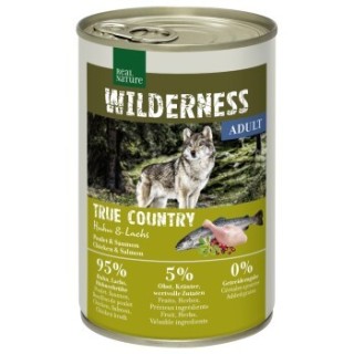 REAL NATURE WILDERNESS Nassfutter für Hunde Adult True Country, Huhn und Lachs 24x400 g