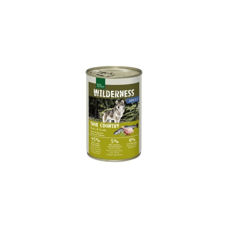 REAL NATURE WILDERNESS Nassfutter für Hunde Adult True Country, Huhn und Lachs 24x400 g