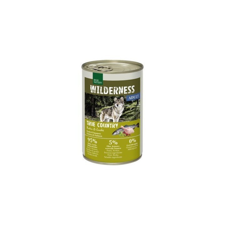 REAL NATURE WILDERNESS Nassfutter für Hunde Adult True Country, Huhn und Lachs 24x400 g