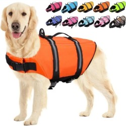 Schwimmweste für große Hunde, Schwimmweste für Hunde, Welpen, Schwimmweste mit Rettungsgriff, reflektierender, verstellbarer