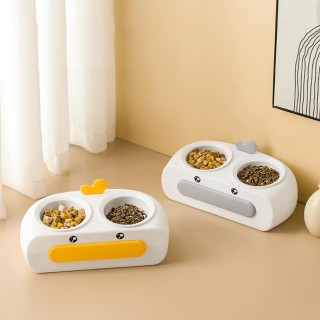 Entendesign Haustier Doppelnapf Kunststoff Kätzchen Hundefutter Trinkschale Futterspender Katzenfütterung Heimtierbedarf Zube