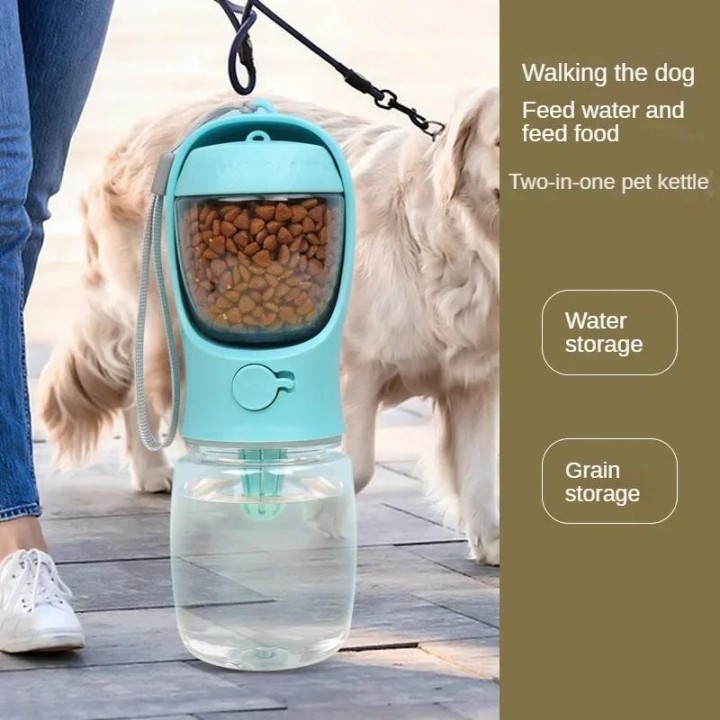 Tragbare Wasserflasche für Hunde und Katzen mit Aufbewahrungsbehälter für Futter und Wasser für Welpen, Haustiere, Hunde, Fut