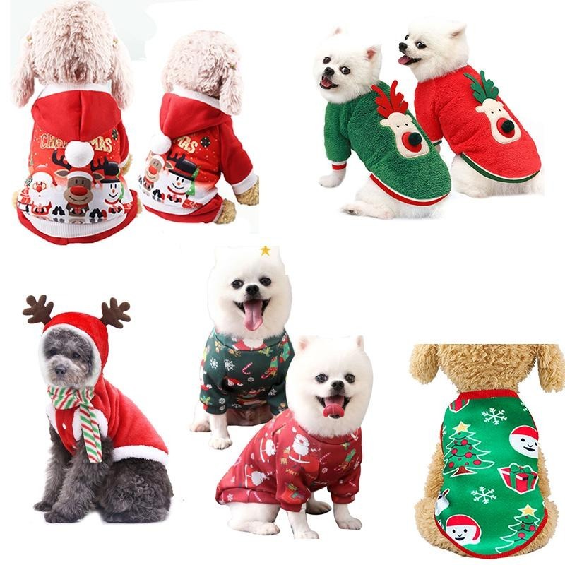 Weihnachtskleidung für Haustiere, Winter, warm, weicher Fleece-Hundepullover, Haustierkleidung für Hunde, Welpen, Katzen, Kos
