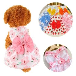 Frühlings- und Sommer-Hunde-Prinzessinnenkleid, Kätzchen-Haustierrock, süßes Hundekleid mit Schleife und Spitze für kleine un