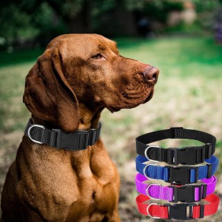 Superweiches, strapazierfähiges Hundehalsband aus Nylon, klassisches, verstellbares Haustier-Hundehalsband mit Schnellverschl