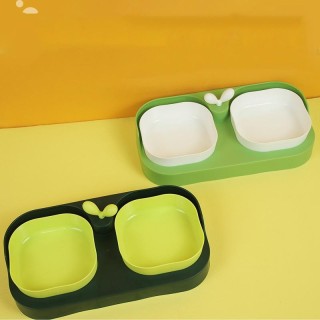 Pet Supplies Haustier Katze Doppel Schüssel Material Cartoon Katze Gesicht Form Lebensmittel Wasser Fütterung Schüssel Nicht-