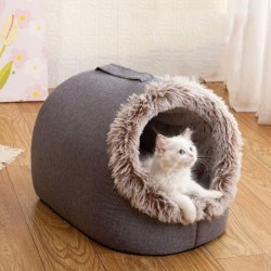 Neuer tiefer Schlafkomfort im Winter, Katzenbett, kleiner Mattenkorb, kleine Hundehausprodukte, Haustierzelt, gemütliches Höh