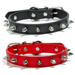 Hundehalsband mit Spikes für kleine Hunderassen, einreihiges Haustierhalsband aus Leder mit Nieten, Anti-Biss-Halsband für We