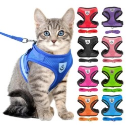 Haustier-Katzengeschirr, verstellbar, Netzstoff, Laufleine, Welpenweste, atmungsaktives Polyester, Kätzchen-Zubehör für klein