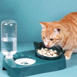 Futternapf für Hunde, automatischer Futterautomat, Futternapf für Katzen, mit Wasserbrunnen, Schüssel zum Trinken, erhöhter S