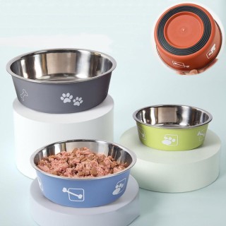 Rutschfester Futternapf aus Edelstahl für kleine Hundenäpfe, Welpen, große Hunde, langlebiger Futternapf, bedruckt, Hundefutt