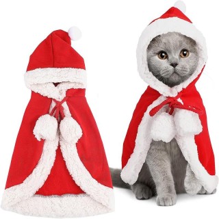 Katze Kostüm Santa Cosplay Lustige Verwandelt Katze/Hund Haustier Weihnachten Cape Dress Up Kleidung Roten Schal Mantel Requi
