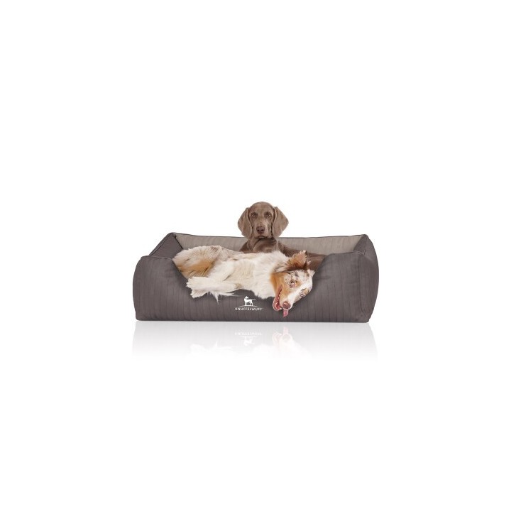 Knuffelwuff Orthopädisches Hundebett Outlander aus laser-gestepptem Kunstleder hellgrau/ dunkelgrau XXL